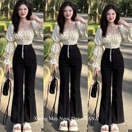 95cm long flared pants for women going to school, work, office, dating, high-waisted hacked shape in