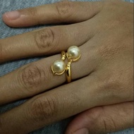 24k gold plated shell gold pearl ring