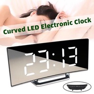 創意 LED曲面化妝鏡電子鐘 大螢幕時鐘 鏡子鐘鬧鐘
