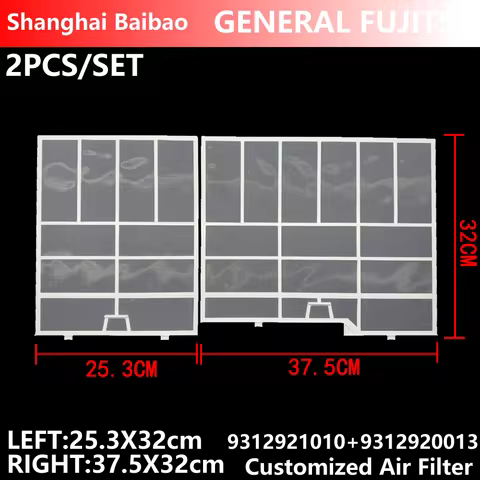 2PCS/SET For General Fujitsu 37.5X32cm+25.3X32cm 9312921010 9312920013 Customized Air Conditioner Fi