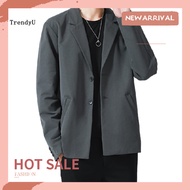 TRD Men Blazer Single-breasted Solid Color Summer Lapel Pockets Jacket for Daily Wear