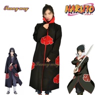 Akatsuki Cloak Kids Itachi Long Black Unisex Robe Capes Halloween Cosplay Costume Red Cloud Clothes