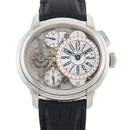 Audemars Piguet Millenary Tradition d'Excellence Cabinet Reference 26066PT.OO.D028CR.01, a platinum manual wind wristwatch with day, date and power reserve