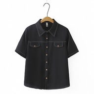 Plus Size XL-4XL Women's Short Sleeve Black Blouse Ladies' Office-wear Summer Top XL-4XL Large Size 