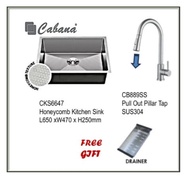 Cabana CKS6647 Honeycomb Kitchen Sink + CB889SS/890SS Pull Out Kitchen Tap
