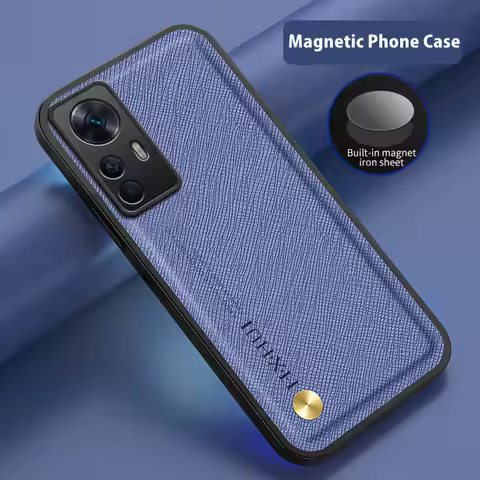 Cross Grain Leather Phone Case For Xiaomi 14 13 12 12T 11T Poco F5 F4 F3 Redmi Note 11 11s 13 Pro Bu