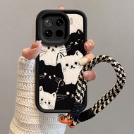 For Honor 200 400 Smart 5G/Honor X7C X7D 4G Phone Case Black White Cat Airbag Case Protective Case