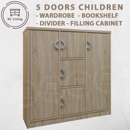 [KCL] 5 Doors Children Wardrobe / Hanging / Filling Cabinet / Divider / Kid Wardrobe / Almari Budak 