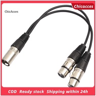 ChicAcces 03m XLR Y Splitter Cable 3 Pin 1 Male to 2 Female Convertor Adapter Cable