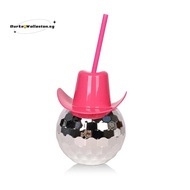 Disco Ball Cups Cowboy Hat Disco Ball Cup with Straws Bachelorette Hen Party Decoration Electroplati