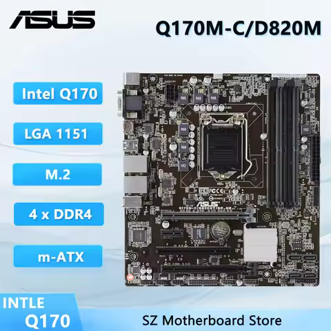 ASUS Q170M-C/D820M Motherboard Intel Q170 LGA 1151 Supports for Core i3 6100 6300 i5-6600 i5 6400 65