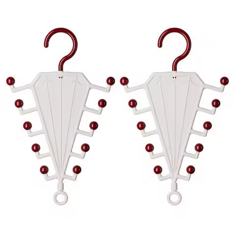 2Pcs 10 Hooks Laundry Hanger V-shaped Space Saving Belt Scarf Storage Rack Rotatable Hook Creative U