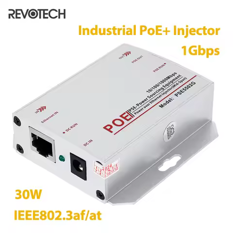 Gigabit Industrial 30W PoE+ Injector, Convert Low Voltage DC 12-48V Input to 48V PoE Output, DIN-Rai