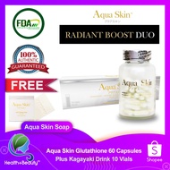 Aqua Skin Radiant Boost Duo (Kagayaki Drink and Glutathione Capsules) FREE SOAP