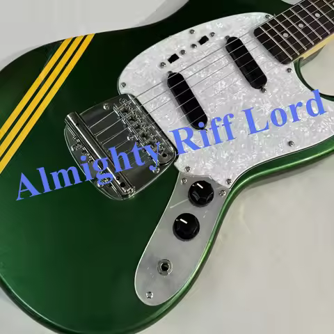 Green Mustang Guitar SS pickups Rosewood Pickguard