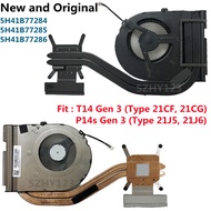 Fan Cooling New CPU Cooler Heatsink For Lenovo Thinkpad T14 P14s 3 Gen 4 Laptop 5H41B77284 5H41B7728