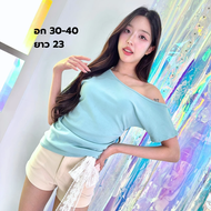 JARINYA (S-L) เสื้อปาดไหล่เฉียงเปิดไหล่ ผ้า Cotton ยืดนุ่มใส่สบาย ผ้าไม่บาง ระบายอากาศได้ดี ทรงสวยเข