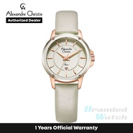 [Official Warranty] Alexandre Christie 2A17LDLRGLG Women's White Dial Leather Strap Watch