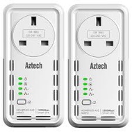 Aztech HL129EP Twin Pack Homeplug AV 1200mbps Ethernet Adaptor