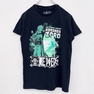 古著海賊王羅羅諾亞·索隆短袖動漫印花T卹，黑色，小碼