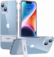 TORRAS Clear for iPhone 14 Case Kickstand Case Shockproof Protective Slim Hard Phone Case MoonClimbe
