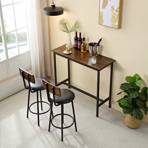 Soft bag bar stool and dining table three-piece set, bar chair with backrest, counter bar table, sma