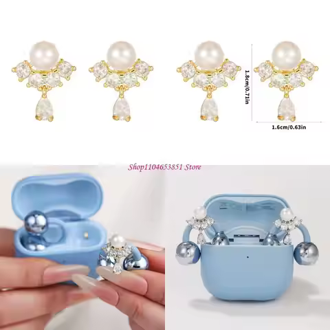 Pearls Waterdrops Design Headphone Diamonding Buckles Clip On Ear Hook Accessory For FreeClip1 2