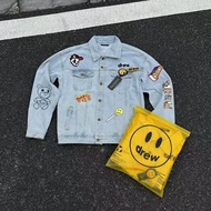 Drew's House Smiley Bear Print Embroidered Denim Jacket for Couples