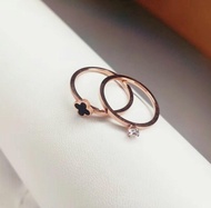 Cincin 2 In 1 Clover Bahan Titanium Cincin Wanita Beli 1 Dapat 2 Titanium Steel Korea