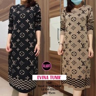 Evina Tunic Alham Women's Knitted Dress LD 100 - 120 Bigsize Jumbo XXL Latest Korean Style Motif