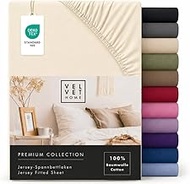 VelvetHome Fitted Sheet 200x220 cm, 100% combed cotton, Made in EU, 165 g/m², Bed Sheet 200 x 220 to