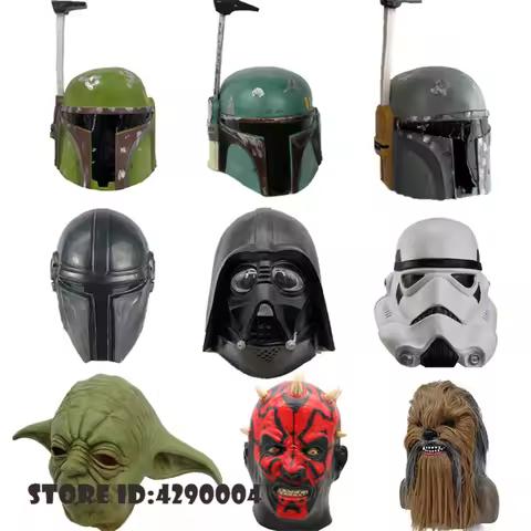 Movie Darth Maul Yoda Boba Fett Full Face Mask Cosplay Costume Prop Halloween Party Latex Mask Masqu
