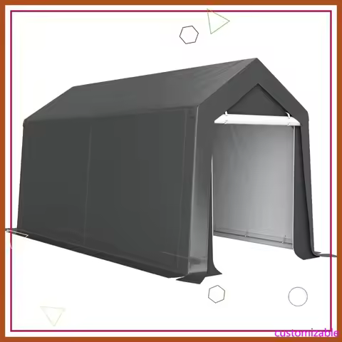 7x12ft Heavy Duty Waterproof Outdoor Storage Shed Tent with Ventilation Window & Zipper Door for Mot
