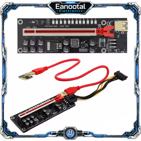 PCIe 1X to 16X GPU Riser Card Kit with USB 3.0 Cable SATA to 6Pin Power Adapter, Powered Graphics Ca