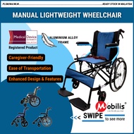 MOBILIS Manual Aluminium Lightweight Wheelchair Series - Foldable Wheelchair Lightweight for Travel, Kerusi Roda Ringan