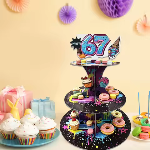 I was 6 Now I'm 7 Birthday Decoration 3 Tier 6 7 Theme Cupcake Stand 67 Meme Birthday Decorations Cu