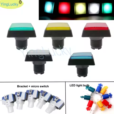 Square Lamp Switch Button Video-Game-Player Led-Light Arcade Square 51 * 51MM Promotion Hot-Selling