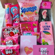 Pastel Snack Box | Kado jajan hampers Snackbox Hadiah Wisuda Ultah Ulang Tahun Kado Cewek Gift Pink 