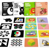4 Sets High Contrast Baby Cards, 80 Pcs 160 Page Black White Colorful Baby Flashcards Newborn Toys f