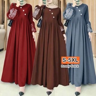 Dress Muslimah Raya 2024 Fashion Ironless Jubah Women Clothes Baju Dress Plus Size S-5XL