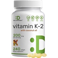 Deal supplement Vitamin K2 (MK-7) 200mcg, 240 Virgin Coconut Oil Softgels