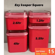 Tupperware Ezy Keeper Square 1.2L / 2.6L / 4.0L / 5.5L Fullset LEVEL JUNE 2021