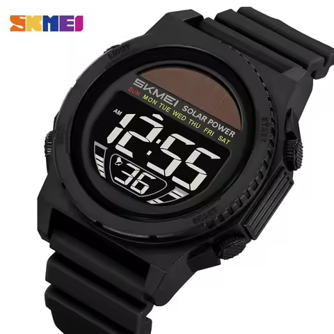 SKMEI Solar Energy Digital Sports Electronic Watches For Men Fashion Casual 5Bar Waterproof Chrono W
