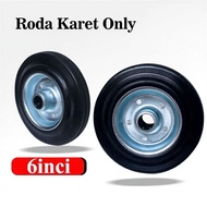 TROLLEY WHEELS ONLY 6 INCH - RUBBER WHEELS 6 INCH