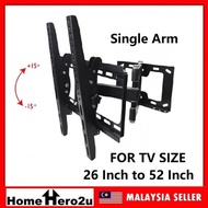 Universal Fully Adjustable LED TV Wall Mount Tilt Bracket Single Arm 26 Inch to 52 inch - Homehero2u