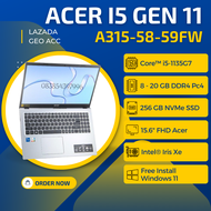 LAPTOP ACER CORE I5 GEN 11 - ACER ASPIRE 3 A315-58-59FW - 20 GB RAM - 256 GB SSD - INTEL IRIS XE GRAPHICS - KEYBOARD ARAB - 15.6" FHD - SILVER - BARANG BARU 100%