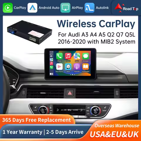Road Top Wireless CarPlay Box for Audi A3 A4 A5 Q2 Q7 Q5 B9, with Android Auto Interface AirPlay Mir