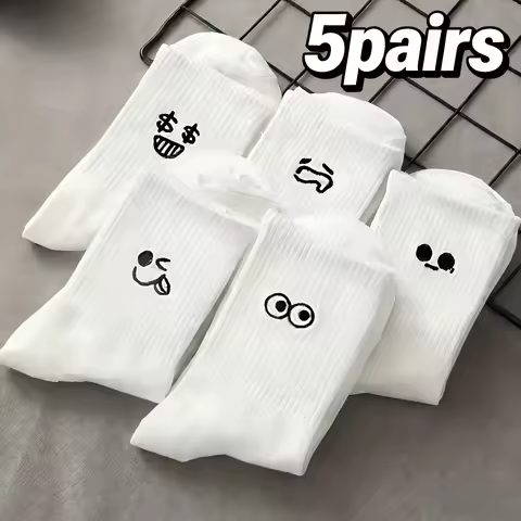 5pairs super soft crew socks with funny meme prints. five pairs of hilarious faces for men and women