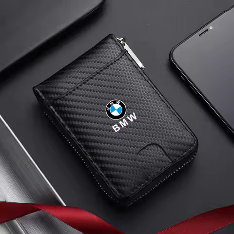 Car Carbon Fibre Leather Credit Card Holder Men Wallet Storage Purse Tools For BMW X1 X3 X5 E30 E90