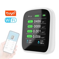 Tuya เซ็นเซอร์อัจฉริยะ Wi-Fi แบบพกพา PM2.5 PM1.0 8in1มีเตอร์วัดคุณภาพอากาศ PM10 CO2 TVOC เครื่องทดสอ